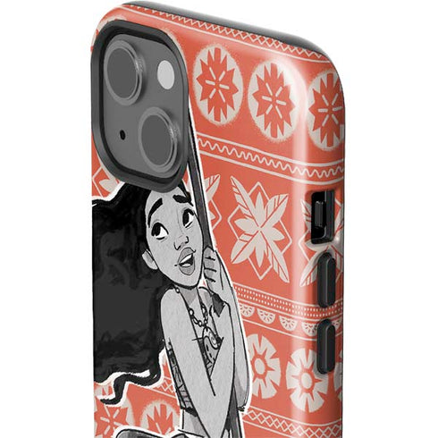 Disney Moana Character Tropical Print Art iPhone 15 Impact Case