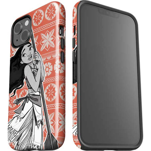 Disney Moana Character Tropical Print Art iPhone 15 Impact Case