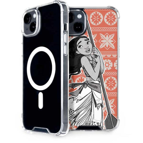 Disney Moana Character Tropical Print Art iPhone 15 Plus MagSafe Case