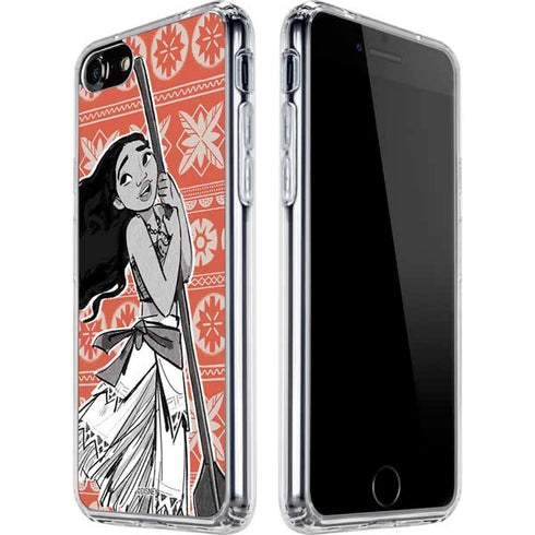 Disney Moana Character Tropical Print Art iPhone SE (2nd & 3rd Gen) Clear Case