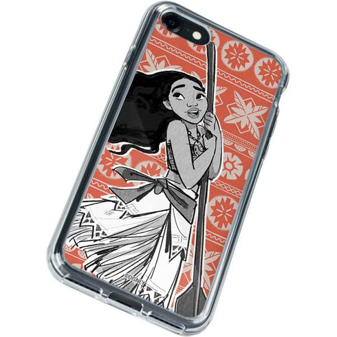 Disney Moana Character Tropical Print Art iPhone SE (2nd & 3rd Gen) Clear Case