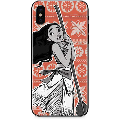 Disney Moana Character Tropical Print Art iPhone XS Skin