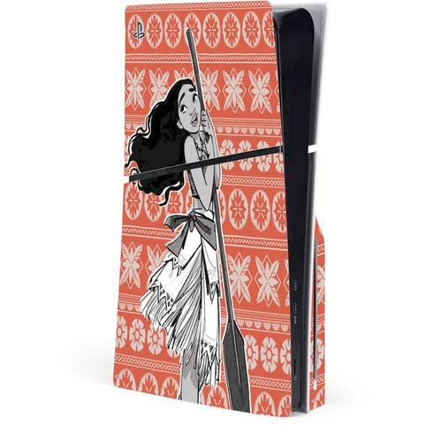 Disney Moana Character Tropical Print Art PS5 Slim Disk Console Skin