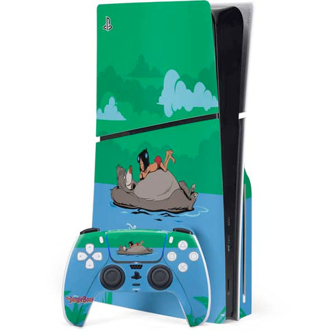 Disney Jungle Book Mogli and Baloo Swim PS5 Slim Disk Bundle Skin