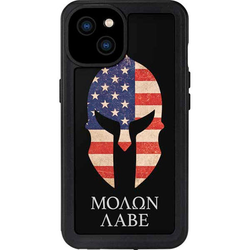 Molon Labe iPhone 15 Plus Waterproof Case