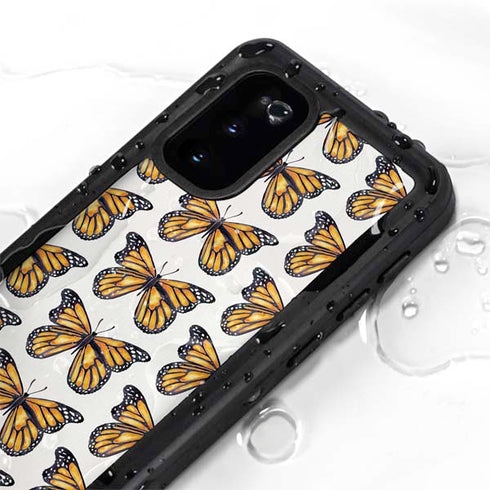 Cat Coq Monarch Butterflies Galaxy S20 Waterproof Case