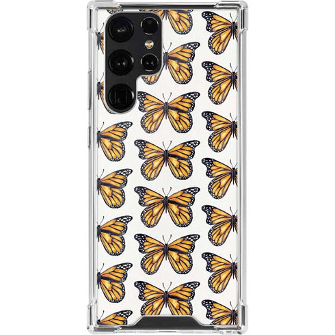 Cat Coq Monarch Butterflies Galaxy S22 Ultra Clear Case