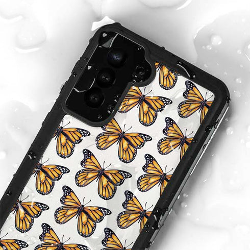 Cat Coq Monarch Butterflies Galaxy S23 Plus Waterproof Case