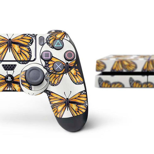 Cat Coq Monarch Butterflies PS4 Console and Controller Bundle Skin