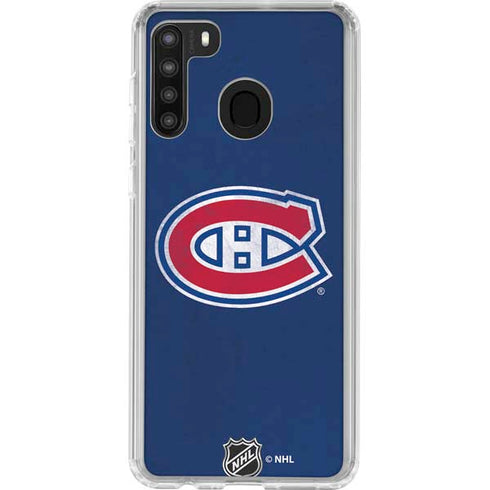 NHL Montreal Canadiens Distressed Galaxy A21 Clear Case