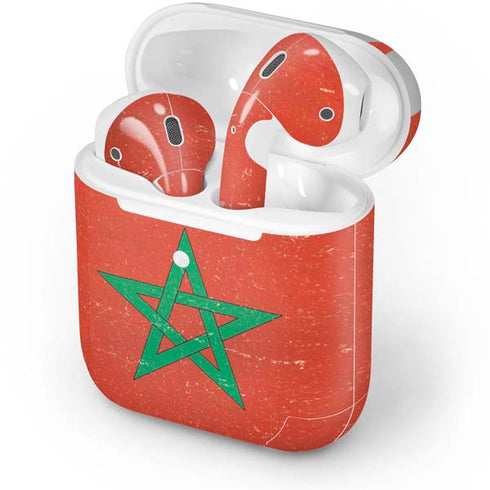 Morocco Flag Distressed Apple AirPods Skin