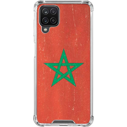Morocco Flag Distressed Galaxy A12 Clear Case