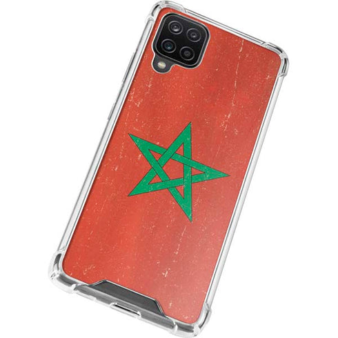 Morocco Flag Distressed Galaxy A12 Clear Case