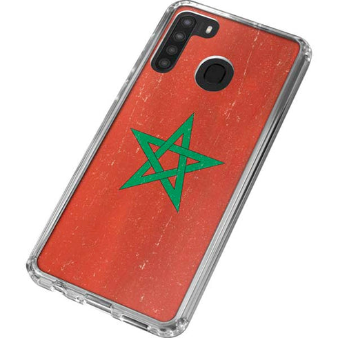 Morocco Flag Distressed Galaxy A21 Clear Case