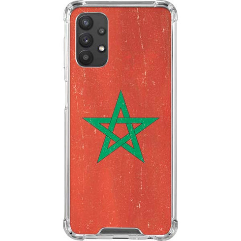 Morocco Flag Distressed Galaxy A32 5G Clear Case