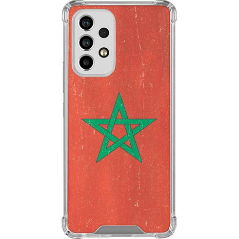 Morocco Flag Distressed Galaxy A53 5G Clear Case