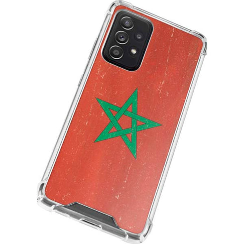 Morocco Flag Distressed Galaxy A72 5G Clear Case