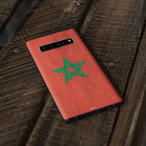 Morocco Flag Distressed Galaxy S10 Plus Skin