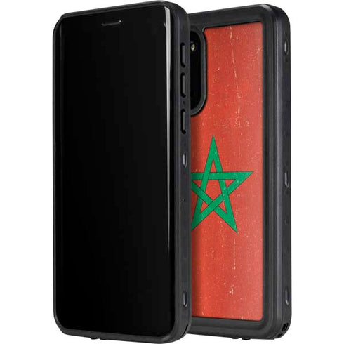 Morocco Flag Distressed Galaxy S20 Plus Waterproof Case