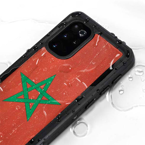 Morocco Flag Distressed Galaxy S20 Plus Waterproof Case