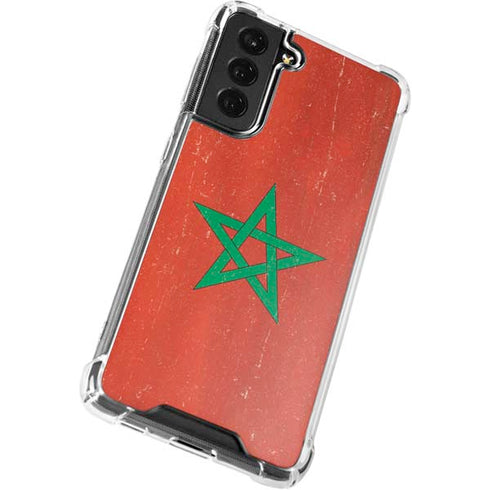 Morocco Flag Distressed Galaxy S21 FE Clear Case