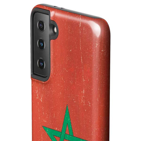 Morocco Flag Distressed Galaxy S21 Plus 5G Pro Case