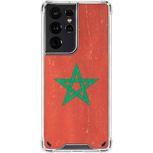 Morocco Flag Distressed Galaxy S21 Ultra 5G Clear Case