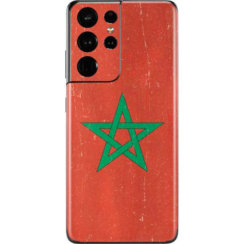 Morocco Flag Distressed Galaxy S21 Ultra 5G Skin