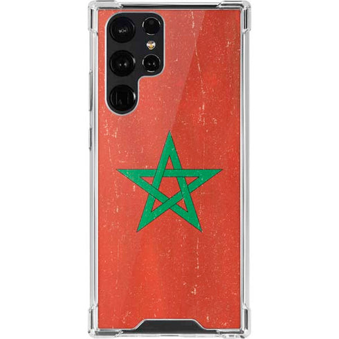 Morocco Flag Distressed Galaxy S22 Ultra Clear Case