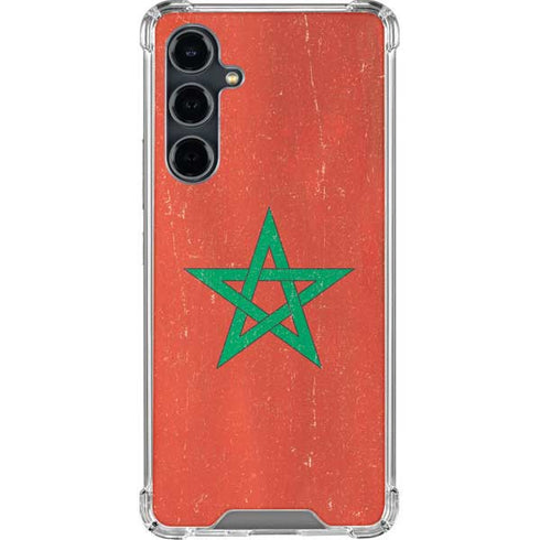 Morocco Flag Distressed Galaxy S23 FE Clear Case
