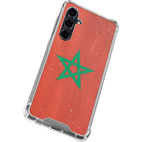Morocco Flag Distressed Galaxy S23 FE Clear Case