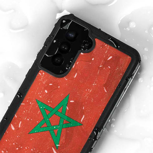 Morocco Flag Distressed Galaxy S23 Plus Waterproof Case