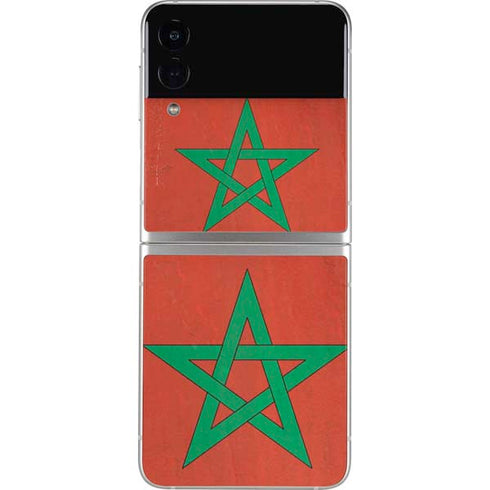 Morocco Flag Distressed Galaxy Z Flip3 5G Skin