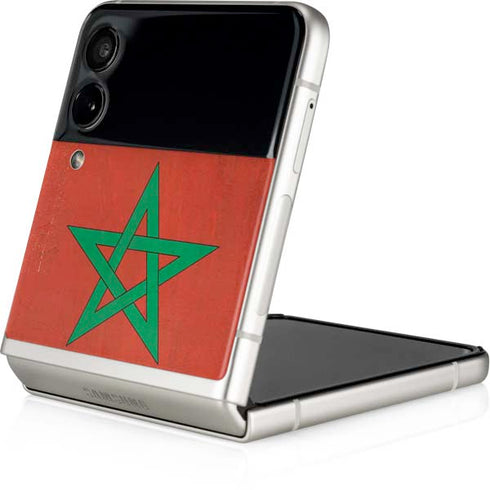 Morocco Flag Distressed Galaxy Z Flip3 5G Skin