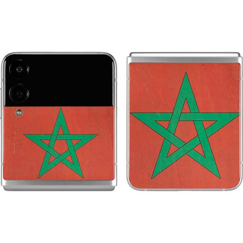 Morocco Flag Distressed Galaxy Z Flip4 5G Skin
