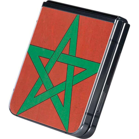 Morocco Flag Distressed Galaxy Z Flip5 5G Skin