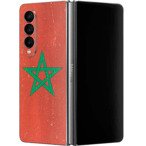Morocco Flag Distressed Galaxy Z Fold4 5G Skin