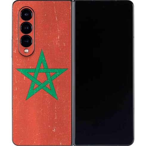 Morocco Flag Distressed Galaxy Z Fold4 5G Skin