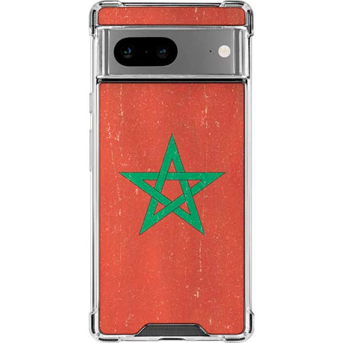 Morocco Flag Distressed Google Pixel 8 Clear Case