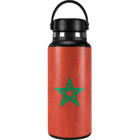 Morocco Flag Distressed Hydro Flask 32oz Wide Mouth Skin