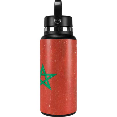 Morocco Flag Distressed Hydro Flask 32oz Wide Mouth Skin