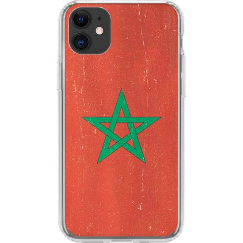 Morocco Flag Distressed iPhone 11 Clear Case