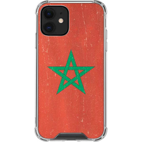 Morocco Flag Distressed iPhone 12 Clear Case