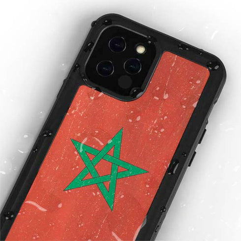 Morocco Flag Distressed iPhone 12 Pro Max Waterproof Case