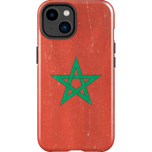 Morocco Flag Distressed iPhone 15 Plus Impact Case
