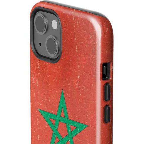 Morocco Flag Distressed iPhone 15 Plus Impact Case