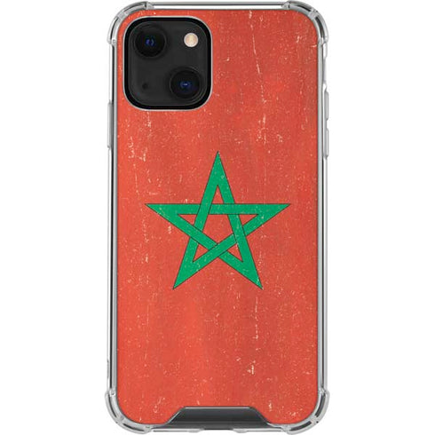 Morocco Flag Distressed iPhone 15 Plus Clear Case