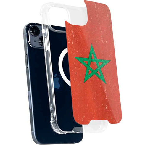 Morocco Flag Distressed iPhone 15 Plus MagSafe Case