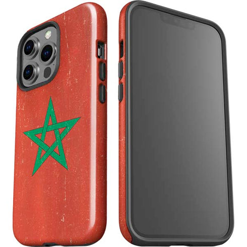 Morocco Flag Distressed iPhone 15 Pro Impact Case