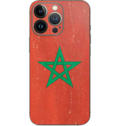 Morocco Flag Distressed iPhone 15 Pro Skin